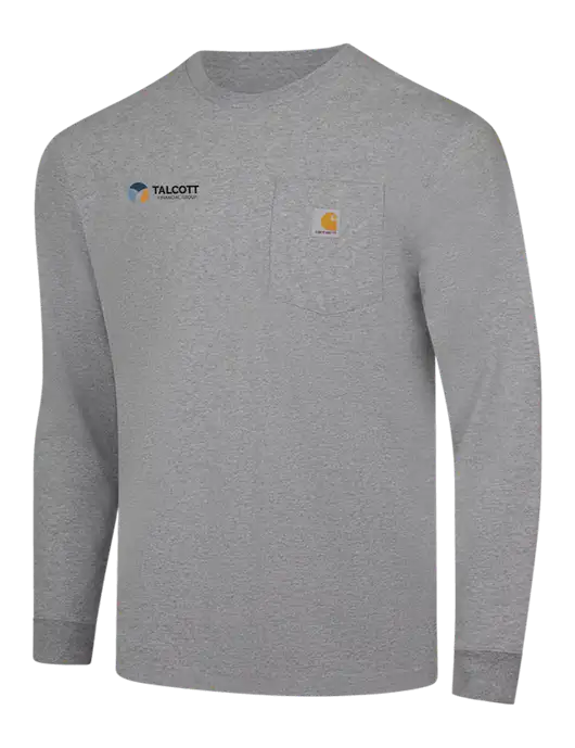 Carhartt Light Grey Heather Workwear Pocket Long Sleeve T-Shirt w/Talcott Logo