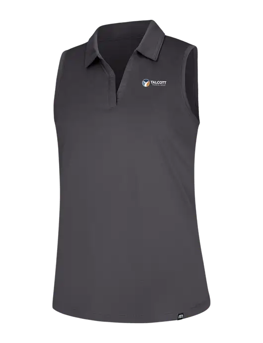 TravisMathew Womens Dark Medium Grey Coto Performance Sleeveless Polo w/Talcott Logo