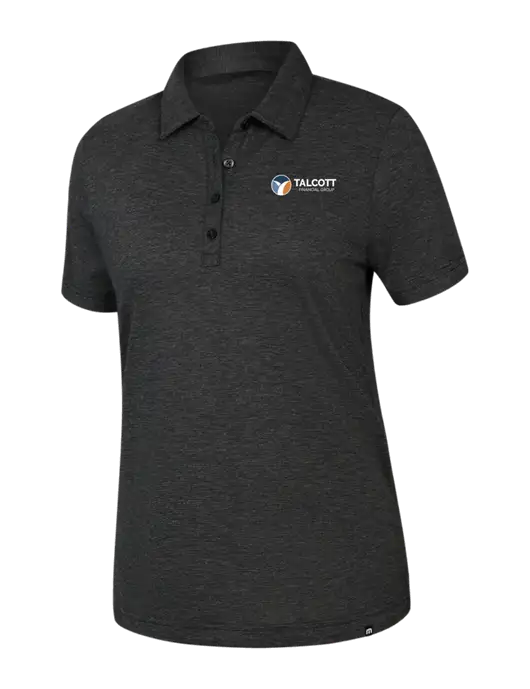 TravisMathew Womens Black Heather Sunnyvale Polo w/Talcott Logo