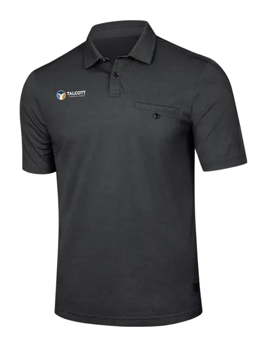 TravisMathew Black Heather Sunsetters Pocket Polo w/Talcott Logo