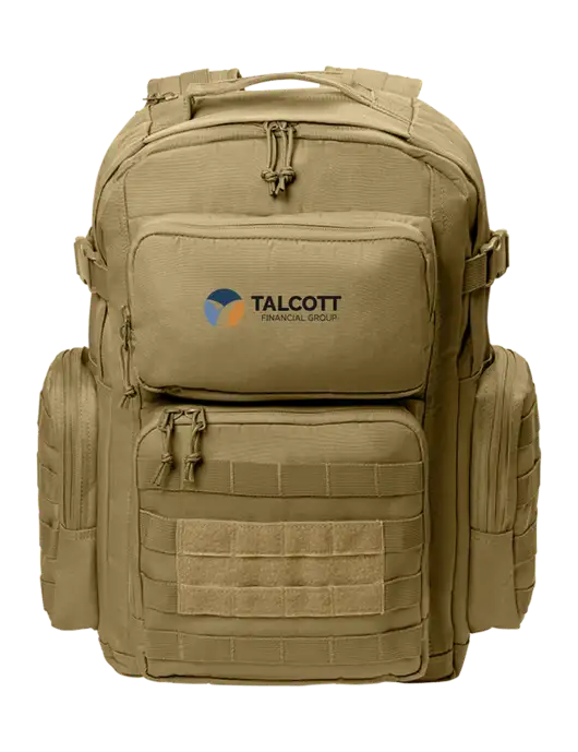 CornerStone Dark Tan Tactical Backpack w/Talcott Logo