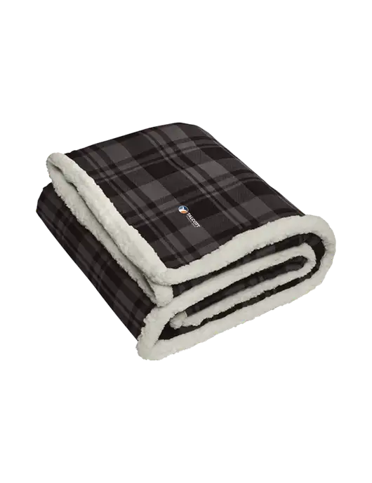Charcoal/Medium Grey Flannel  Sherpa Blanket w/Talcott Logo