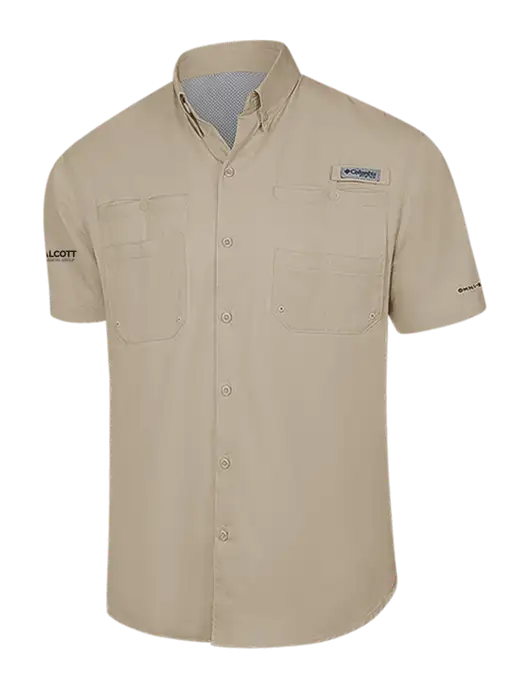 Columbia Tan PFG Tamiami II Short Sleeve Shirt w/Talcott Logo