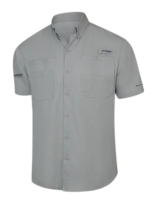 Columbia Light Grey PFG Tamiami II Short Sleeve Shirt w/Talcott Logo
