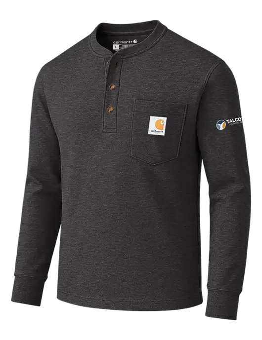 Carhartt Dark Grey Heather Long Sleeve Henley Shirt w/Talcott Logo