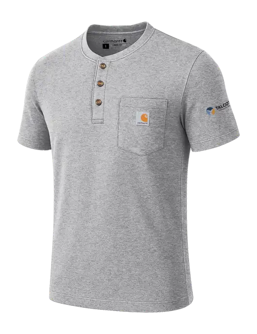 Carhartt Light Grey Heather Short Sleeve Henley Shirt w/Talcott Logo