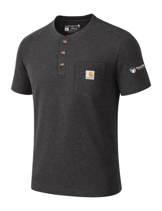 Carhartt Dark Grey Heather Short Sleeve Henley Shirt w/Talcott Logo