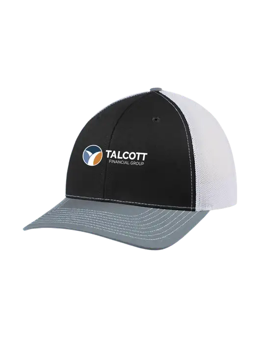 Richardson Adjustable Snapback Original 112 Trucker Cap Black/Light Heather Grey/White Mesh w/Talcott Logo