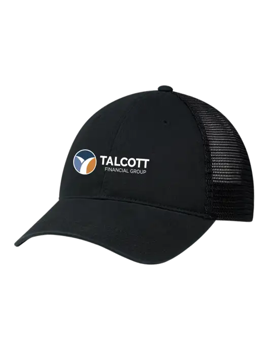 Richardson 111 Garment Washed Trucker Cap Black w/Black Mesh w/Talcott Logo