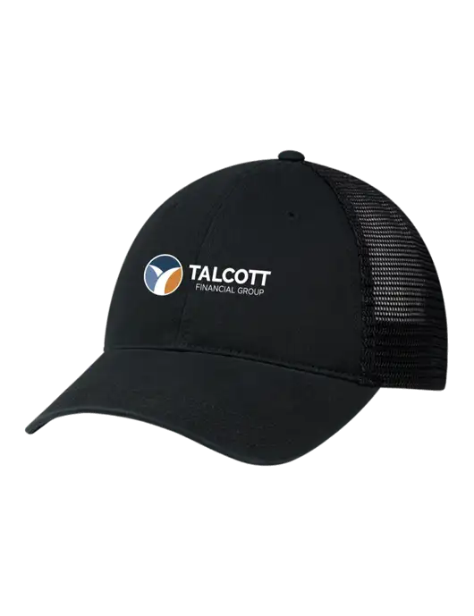 Richardson 111 Garment Washed Trucker Cap Black w/Black Mesh w/Talcott Logo