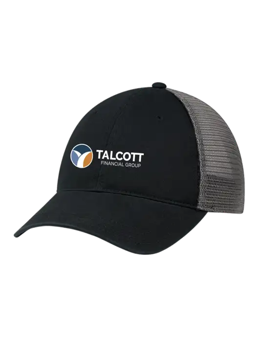 Richardson 111 Garment Washed Trucker Cap Black w/Charcoal Mesh w/Talcott Logo