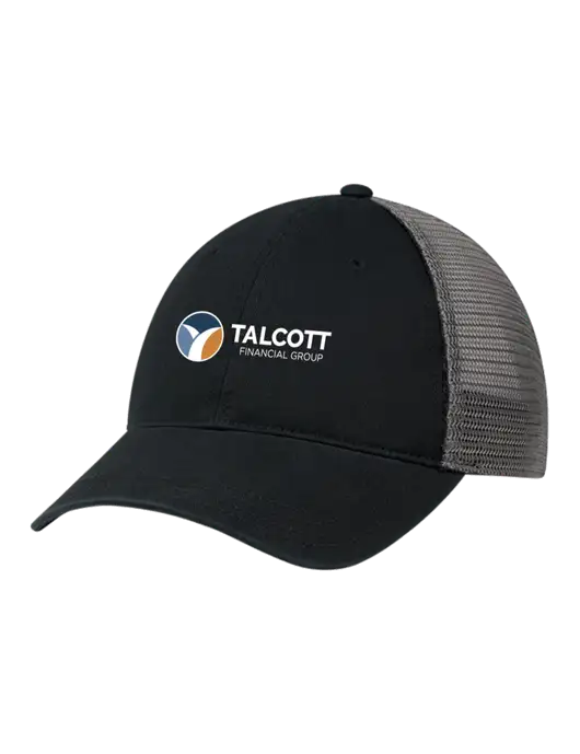 Richardson 111 Garment Washed Trucker Cap Black w/Charcoal Mesh w/Talcott Logo