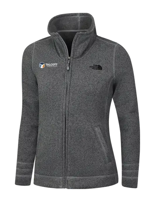 North Face Womens Medium Grey Heather Sweater Fleece Jacket w/Talcott Logo