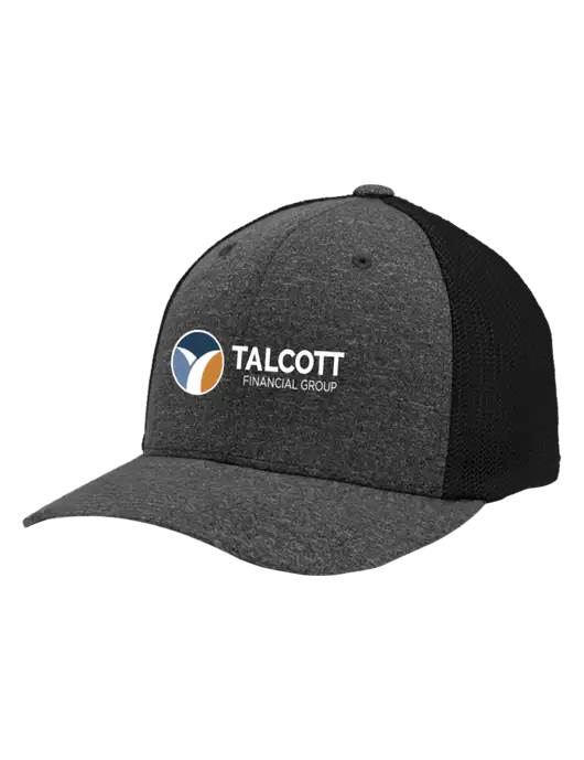 Flexfit Black/Dark Charcoal Heather Melange Mesh Back Trucker Cap w/Talcott Logo