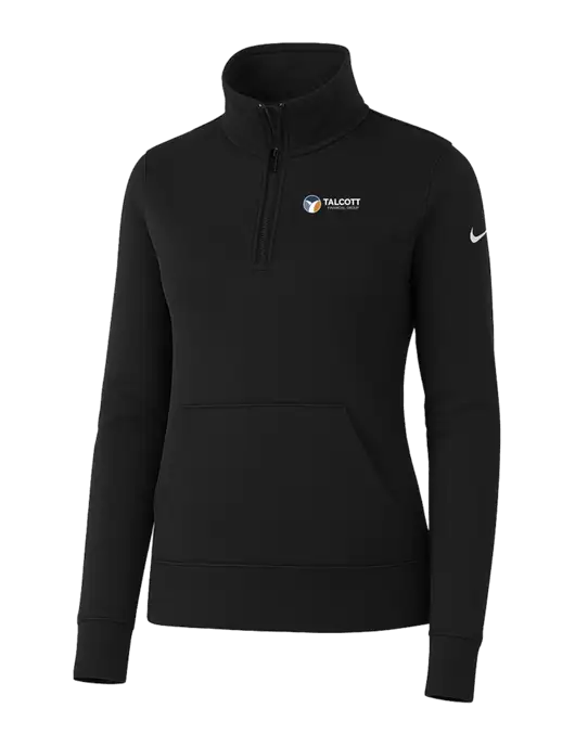 Nike Womens Black Club Fleece Sleeve Swoosh 1/2-Zip w/Talcott Logo