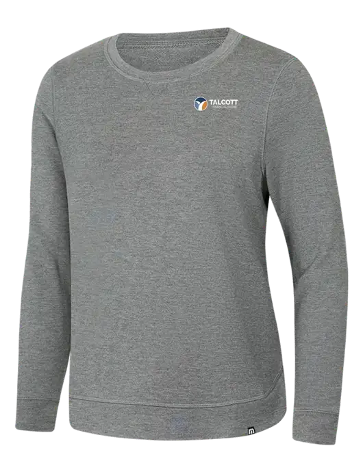 TravisMathew Womens Light Grey Heather Lightweight Long Weekend Crew w/Talcott Logo