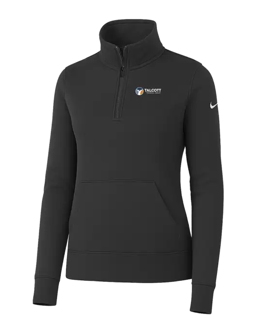 Nike Womens Dark Grey Club Fleece Sleeve Swoosh 1/2-Zip w/Talcott Logo