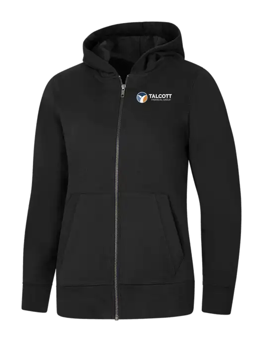 Womens Black Re-Fleece Full-Zip Hoodie w/Talcott Logo