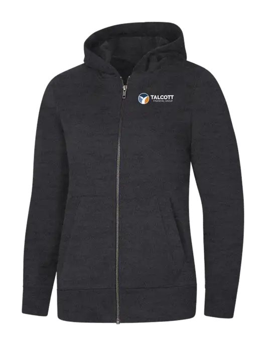 Womens Charcoal Heather Re-Fleece Full-Zip Hoodie w/Talcott Logo