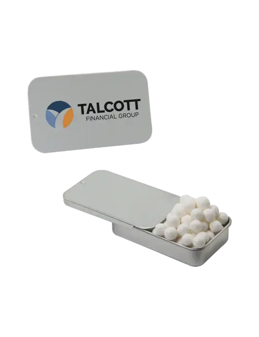 Signature Peppermints In Silver Slider Tin w/Talcott Logo