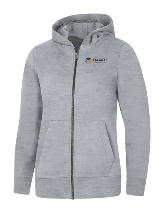 Womens Light Grey Heather Re-Fleece Full-Zip Hoodie w/Talcott Logo