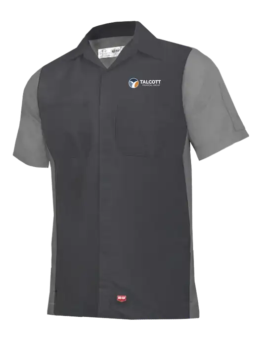Red Kap Charcoal Grey/ Light Grey Short Sleeve Ripstop Crew Shirt w/Talcott Logo