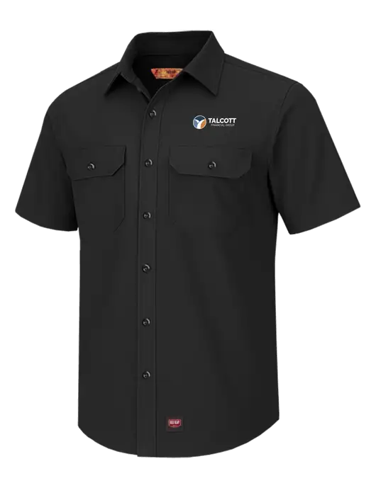 Red Kap Black Short Sleeve Solid Ripstop Shirt w/Talcott Logo