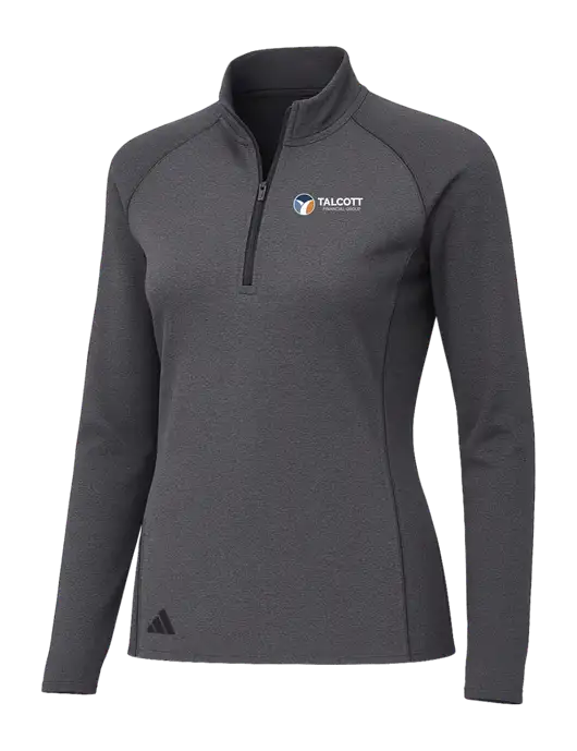 Adidas Womens Black Melange Space Dyed Quarter-Zip Pullover  w/Talcott Logo