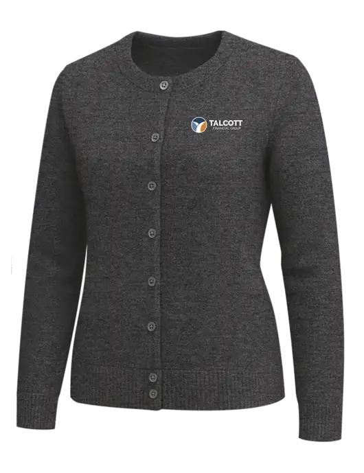 Brooks Brothers Womens Dark Grey Heather Washable Merino Cardigan Sweater w/Talcott Logo
