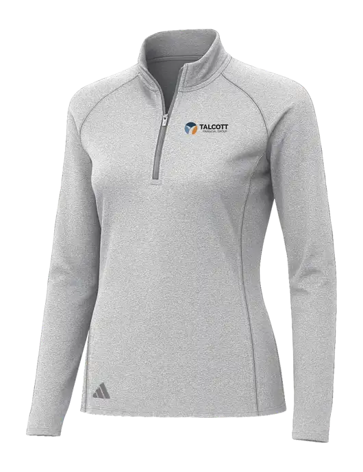 Adidas Womens Light Grey Heather Space Dyed Quarter-Zip Pullover  w/Talcott Logo