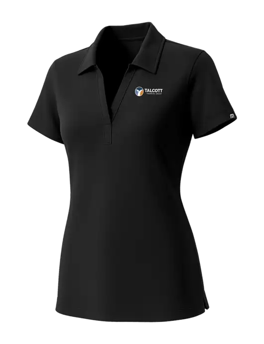 TravisMathew Womens Black Glenview Solid Polo w/Talcott Logo