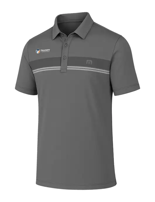 TravisMathew Medium Grey Glenview Stripe Polo w/Talcott Logo