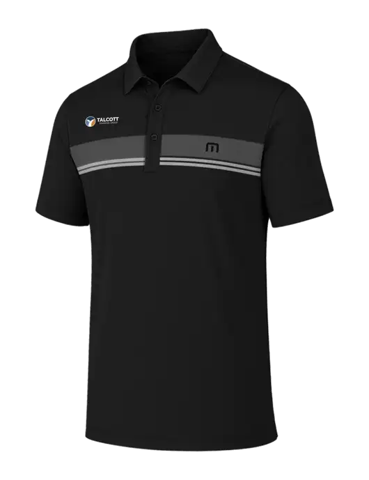 TravisMathew Black Glenview Stripe Polo w/Talcott Logo