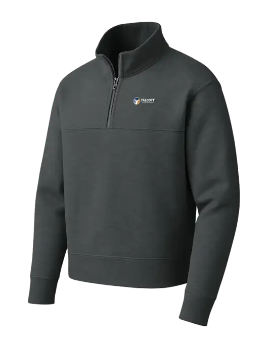 Mercer+Mettle Dark Grey Linear Texture Quarter Zip w/Talcott Logo