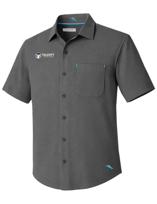 Tommy Bahama Charcoal Sandy Point Short Sleeve Shirt w/Talcott Logo