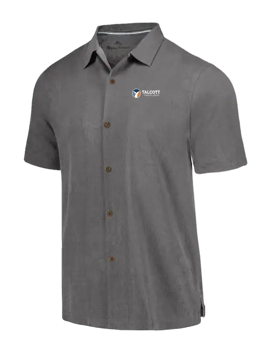 Tommy Bahama Dark Grey Tropic Isles Short Sleeve Shirt w/Talcott Logo