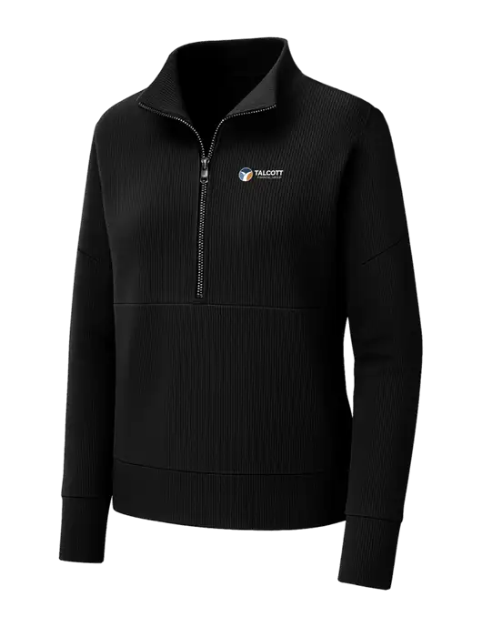 Mercer+Mettle Womens Black Linear Texture Quarter Zip w/Talcott Logo