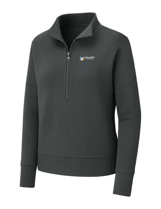 Mercer+Mettle Womens Dark Grey Linear Texture Quarter Zip w/Talcott Logo