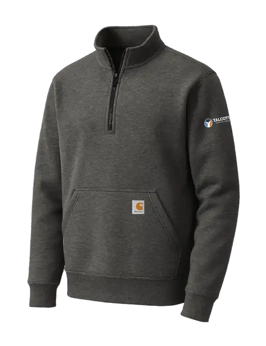 Carhartt Very Dark Heather Grey Midweight 1/4-Zip Mock Neck Sweatshirt w/Talcott Logo