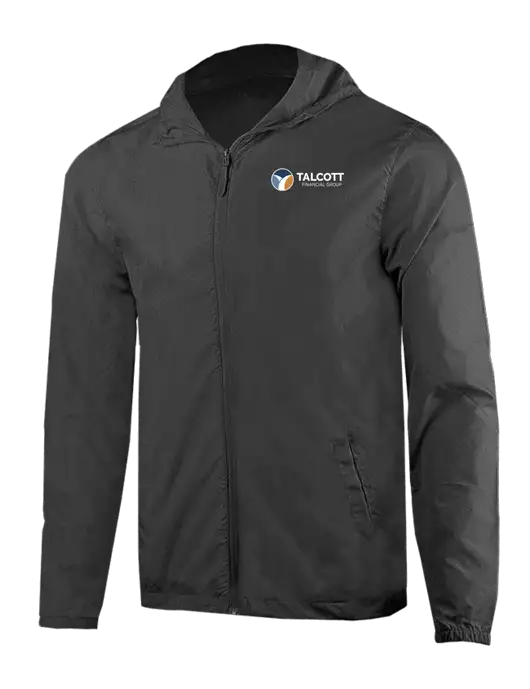 Rainy Day Ultra Lightweight Dark Grey Windbreaker Full-Zip Jacket w/Talcott Logo