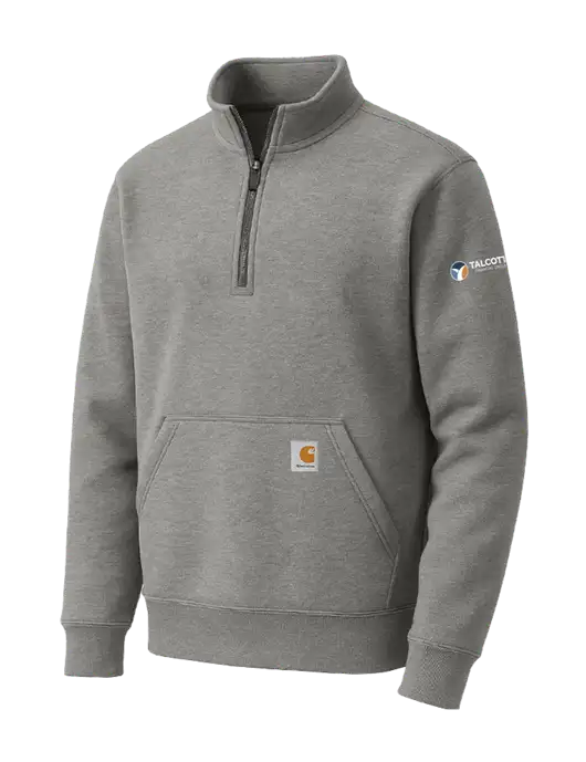 Carhartt Medium Heather Grey Midweight 1/4-Zip Mock Neck Sweatshirt w/Talcott Logo