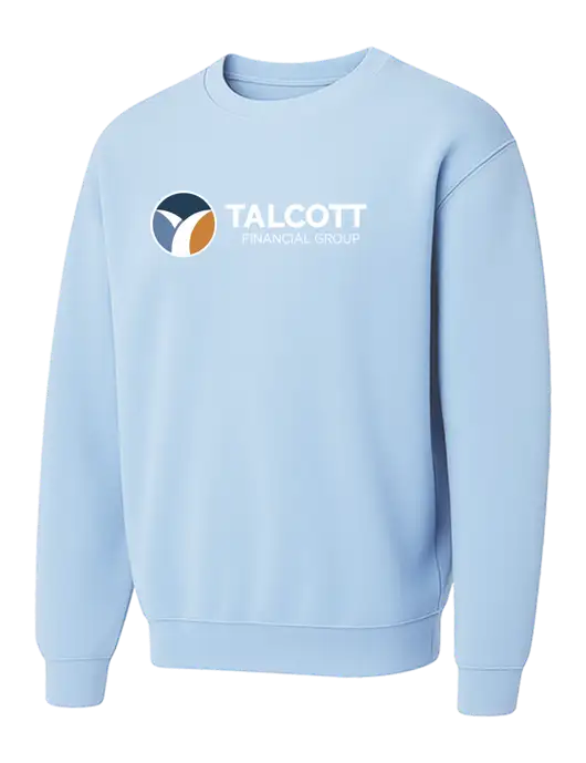 Comfort Colors Garment-Dyed Lightweight Light Blue Fleece Crewneck Sweatshirt w/Talcott Logo