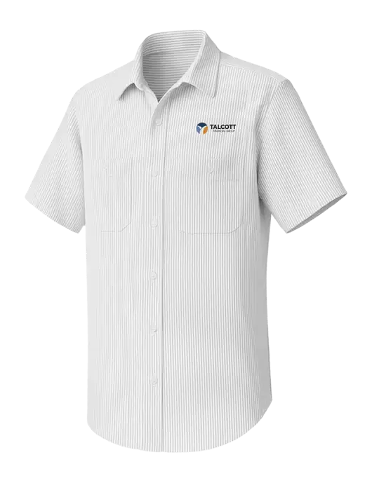 Red Kap Short Sleeve Striped Grey/White Industrial Work Shirt w/Talcott Logo