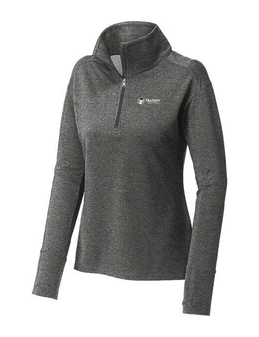 Womens Sport-Wick Flex Fleece Dark Grey Heather 1/4-Zip w/Talcott Logo