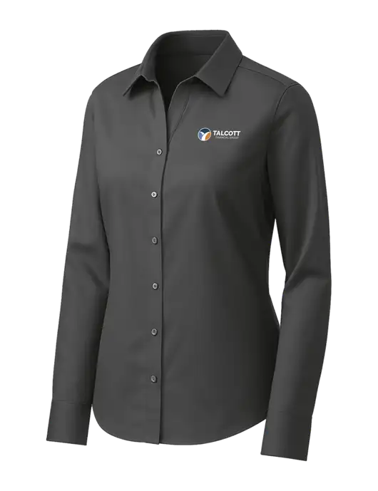 Brooks Brothers Womens Dark Grey Wrinkle-Free Stretch Pinpoint Shirt w/Talcott Logo