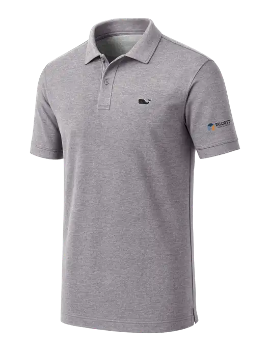 Vineyard Vines Edgartown Light Heather Grey Pique Polo w/Talcott Logo