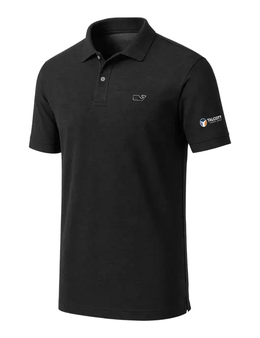 Vineyard Vines Edgartown Black Pique Polo w/Talcott Logo