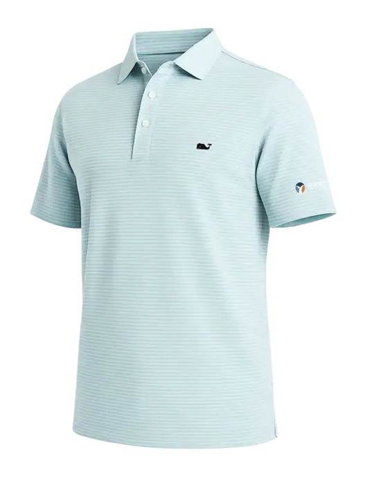 Vineyard Vines Bradley Light Blue Stripe Sankaty Polo w/Talcott Logo