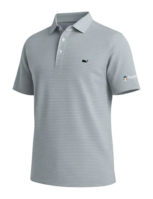 Vineyard Vines Bradley Medium Grey Stripe Sankaty Polo w/Talcott Logo