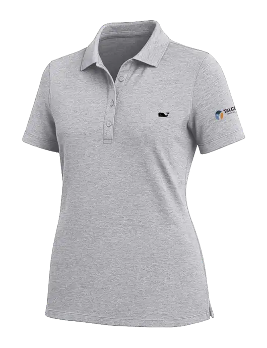 Vineyard Vines Womens Light Grey Edgartown Pique Polo w/Talcott Logo